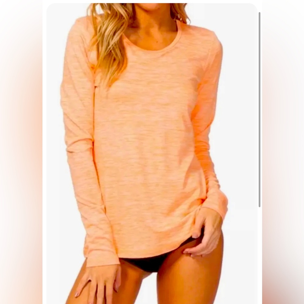 NEW WOMEN'S RIP CURL SEARCH TEE LONG SLEEVE RASHGUARD UV ORANGE  HEATHER Small